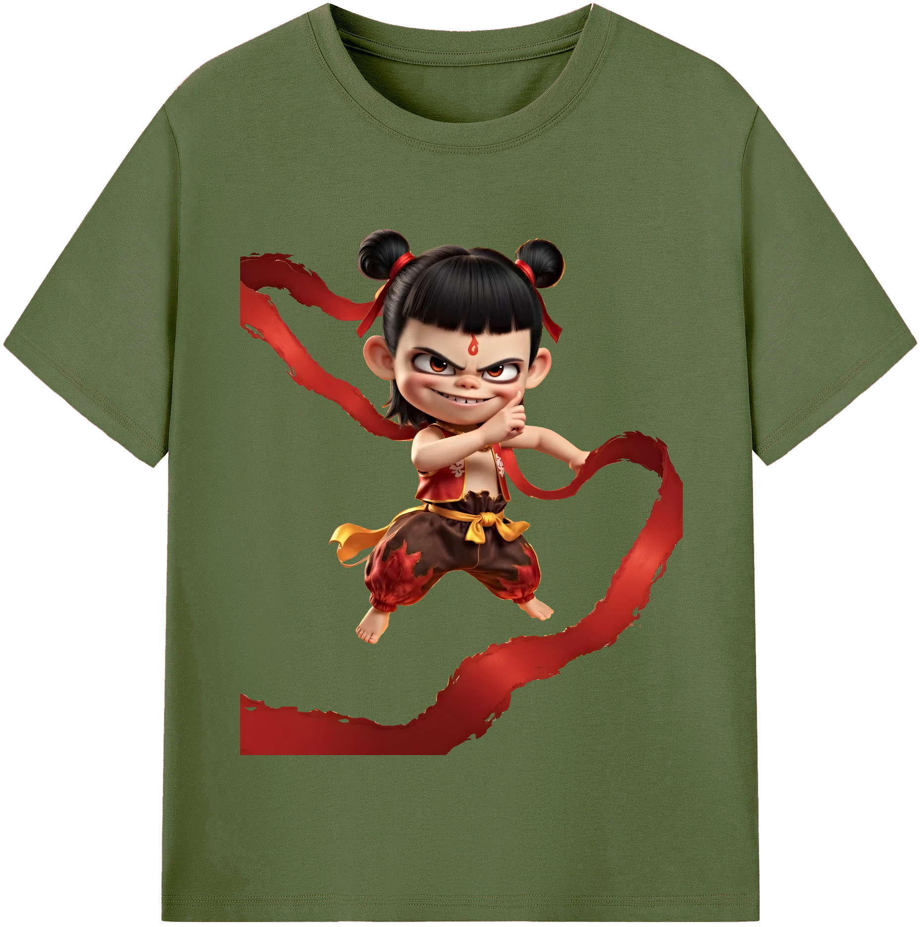 （画像用） Ne Zha 2 ナタ 魔童の大暴れ 綿100％半袖Tシャツ（フロントプリント）